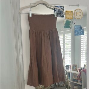 Strapless brown dress